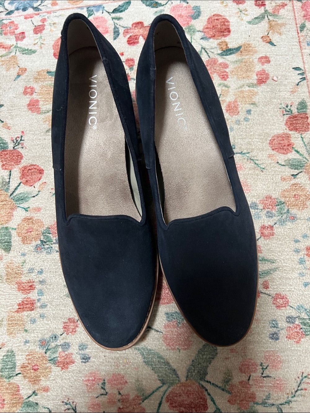 Vionic Willa wedge Navy Suede Slip-On Loafers for Women. Comfortable